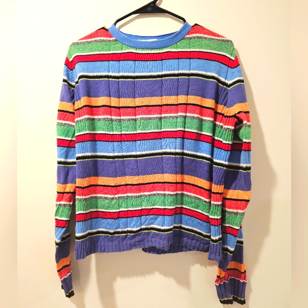 Susan Bristol 2001 Vintage Stripped Sweater 100% Cotton Size Large